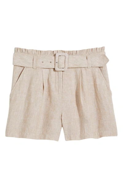 Shop Vineyard Vines Belted Linen Shorts In Crossdye - Sand
