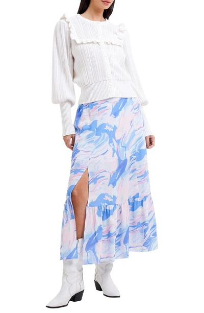 Shop French Connection Dalla Hallie Printed Maxi Skirt In 40-baja Blue