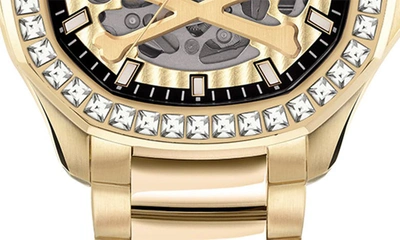 Shop Philipp Plein Skeleton Spectre Bracelet Watch, 42mm In Ip Yellow Gold