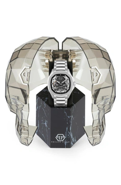 Shop Philipp Plein Skeleton Spectre Bracelet Watch, 42mm In Stainless Steel