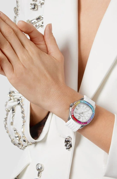 Philipp Plein Women's Spectre Lady White Silicone Strap Watch 38mm In Ip Stainless Steel