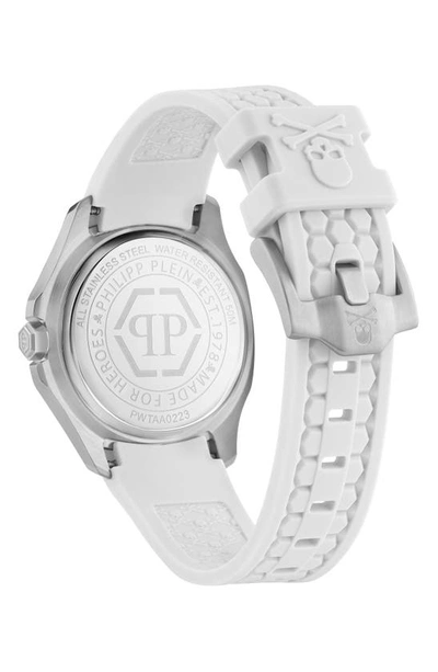 Philipp Plein Women's Spectre Lady White Silicone Strap Watch 38mm In Ip Stainless Steel