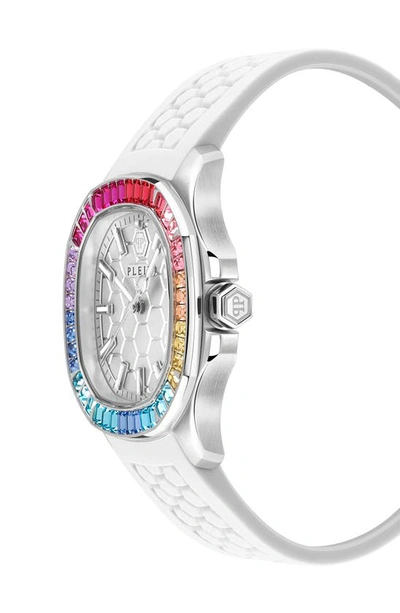 Philipp Plein Women's Spectre Lady White Silicone Strap Watch 38mm In Ip Stainless Steel