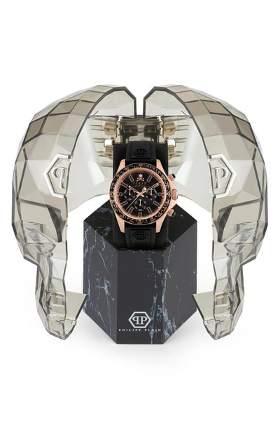 Shop Philipp Plein Nobile Racing Silicone Strap Chronograph Watch, 43mm In Ip Rose Gold