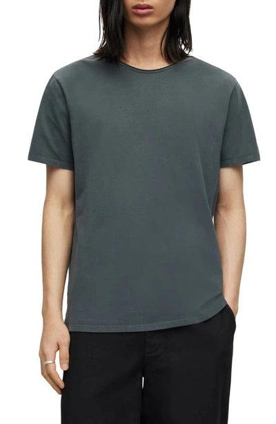Shop Allsaints Bodega Organic Cotton T-shirt In Graphite Blue