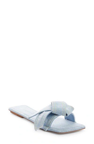 Shop Acne Studios Musubi Bow Denim Slide Sandal In Light Blue