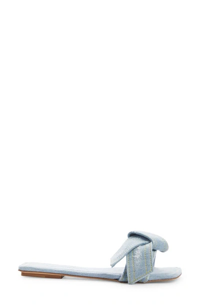 Shop Acne Studios Musubi Bow Denim Slide Sandal In Light Blue