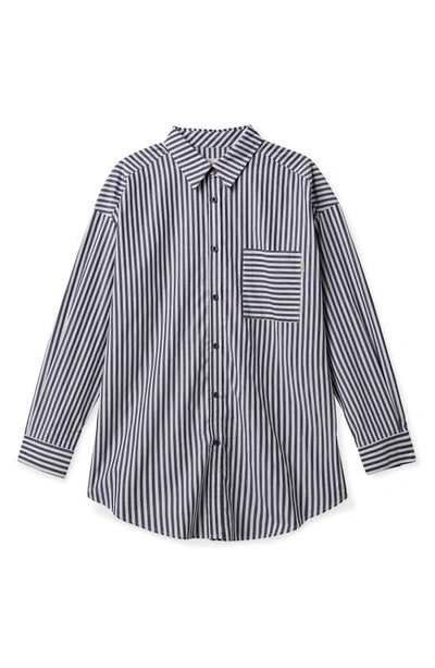 Brixton Sidney Oversize Button-up Shirt In Washed Navy