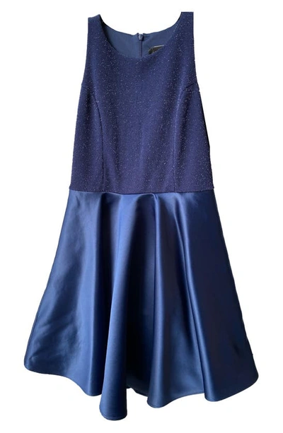 Shop Un Deux Trois Kids' Shimmer Fit & Flare Dress In Blue