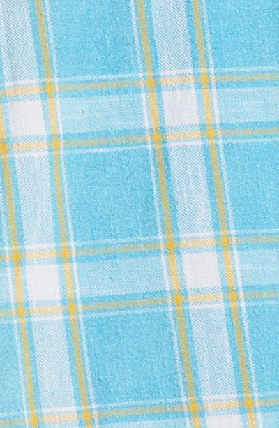 R13 Short Sleeve Boxy Button-up Shirt In Light Blue Plaid In Lt Blue Plaid