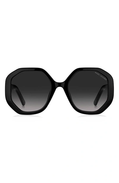 Shop Marc Jacobs 53mm Gradient Round Sunglasses In Black/ Grey Shaded