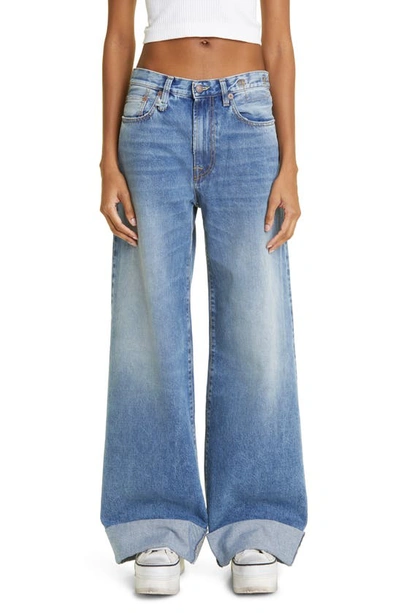 Shop R13 Lisa Baggy High Waist Wide Leg Jeans In Bain Blue