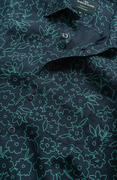 Shop Rodd & Gunn Barrytown Sports Fit Floral Short Sleeve Linen Button-up Shirt In Lime