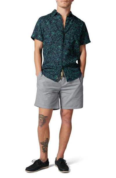 Shop Rodd & Gunn Barrytown Sports Fit Floral Short Sleeve Linen Button-up Shirt In Lime