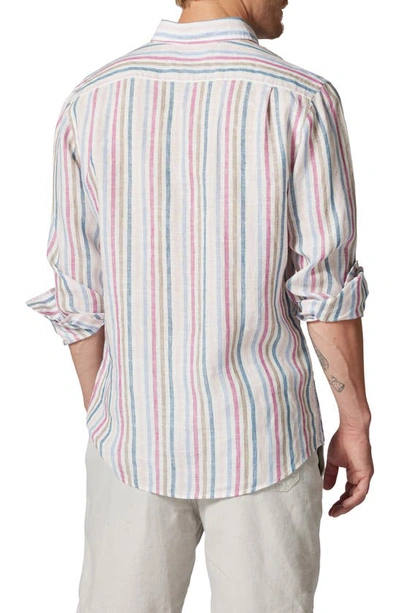 Shop Rodd & Gunn Gimmerburn Stripe Linen Button-up Shirt In Snow