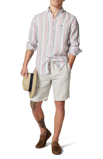 Shop Rodd & Gunn Gimmerburn Stripe Linen Button-up Shirt In Snow