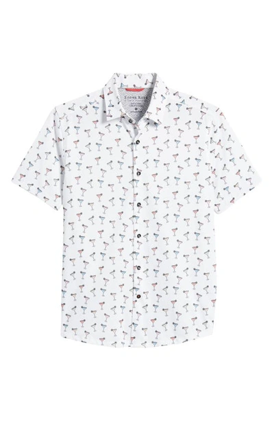 Shop Stone Rose Dry Touch® Performance Margarita Print Short Sleeve Button-up Shirt In White