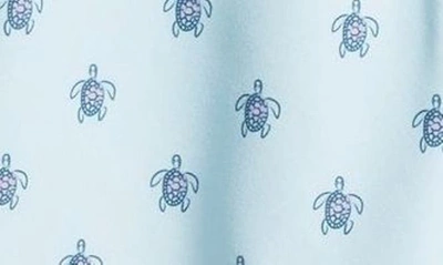 Shop Stone Rose Turtle Print Swim Trunks In Light Blue