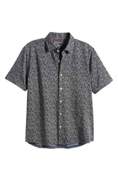 Shop Stone Rose Dry Touch® Performance Dice Print Short Sleeve Button-up Shirt In Black