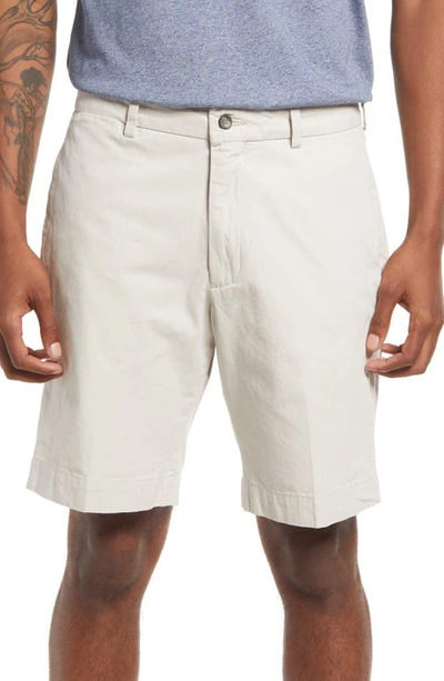 Shop Berle Charleston Khakis Cotton Poplin Flat Front Shorts In Stone