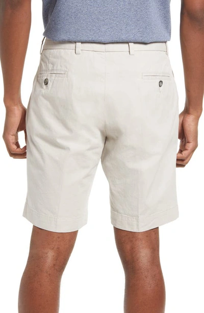 Shop Berle Charleston Khakis Cotton Poplin Flat Front Shorts In Stone