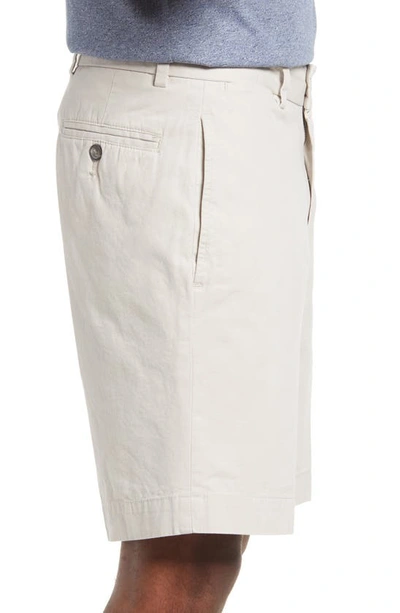 Shop Berle Charleston Khakis Cotton Poplin Flat Front Shorts In Stone