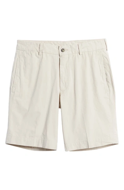 Shop Berle Charleston Khakis Cotton Poplin Flat Front Shorts In Stone