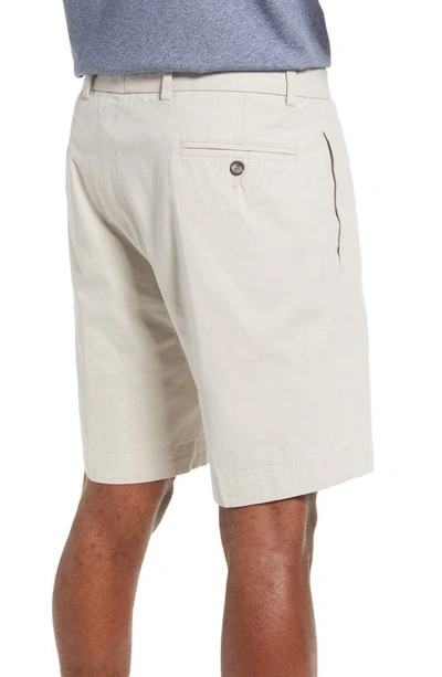 Shop Berle Charleston Khakis Cotton Poplin Flat Front Shorts In Stone