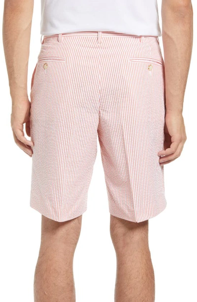 Shop Berle Flat Front Seersucker Shorts In Orange