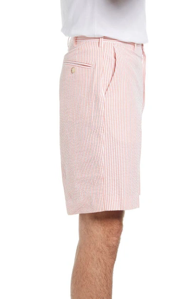 Berle Flat Front Seersucker Shorts In Orange