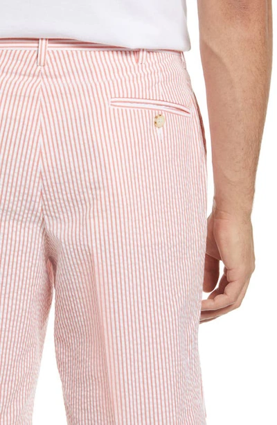 Berle Flat Front Seersucker Shorts In Orange