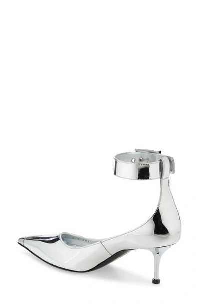 Shop Alexander Mcqueen Punk Ankle Strap Pointed Toe Pump In Silver
