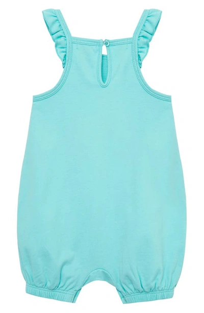 Shop Peek Aren't You Curious Dragonfly Embroidered Ruffle Shoulder Cotton Romper In Aqua