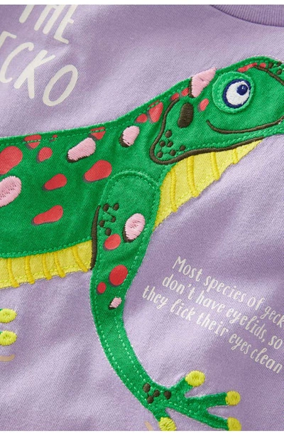 Shop Mini Boden Kids' Animal Facts Appliqué T-shirt In Misty Lavender Lizard