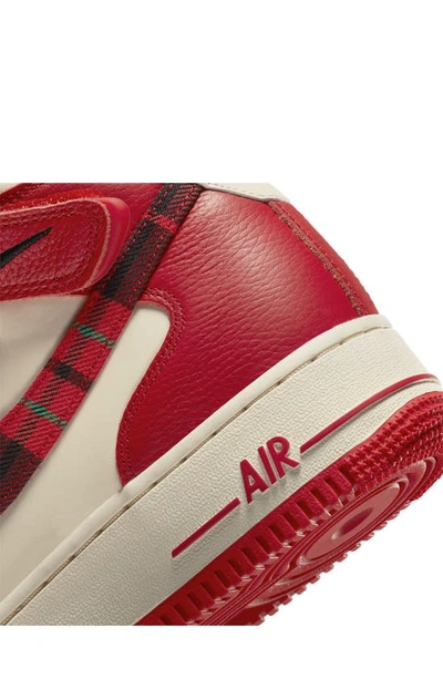Nike Air Force 1 Mid Plaid Cream Red DV0792-101