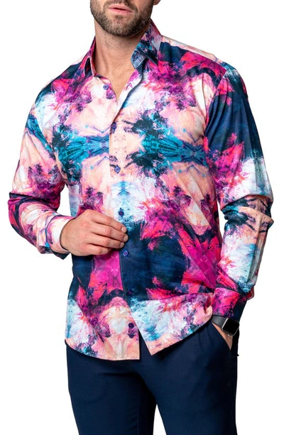 Shop Maceoo Fibonacci Tranquil Regular Fit Button-up Shirt In Pink