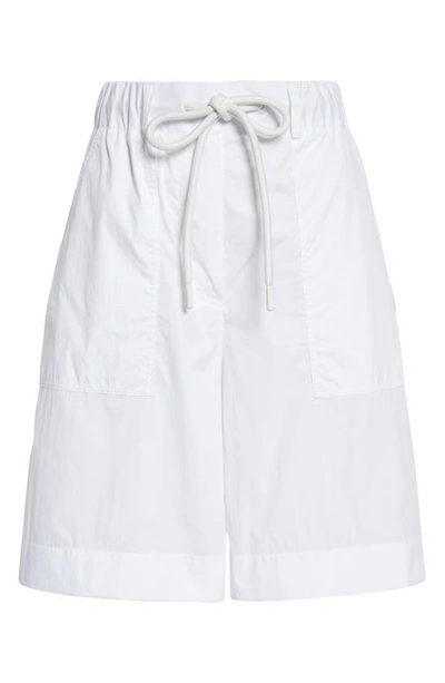 Shop Moncler Cotton Blend Bermuda Shorts In White