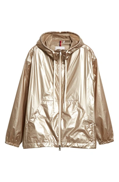 Moncler Tazenat Zip-up Hooded Jacket In Metallic