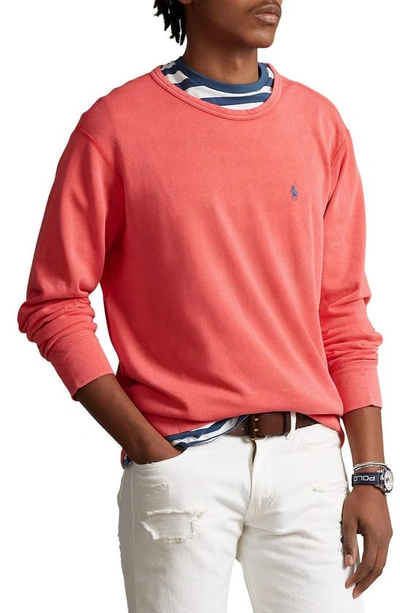 Shop Polo Ralph Lauren French Terry Crewneck Sweatshirt In Red Reef