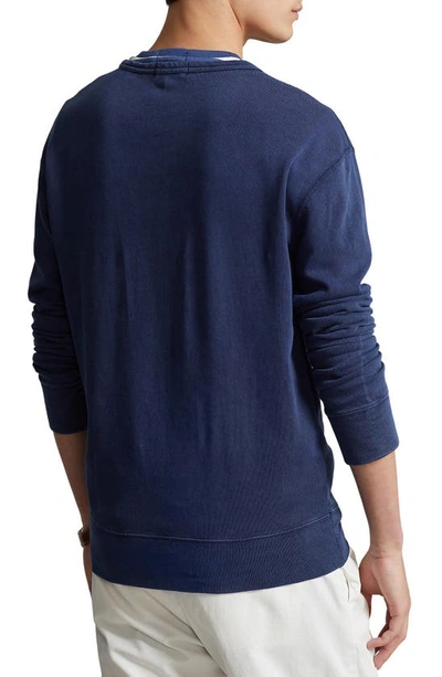 Shop Polo Ralph Lauren French Terry Crewneck Sweatshirt In Newport Navy