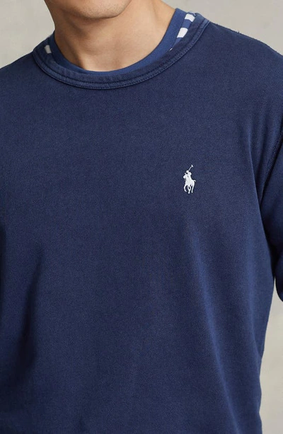 Shop Polo Ralph Lauren French Terry Crewneck Sweatshirt In Newport Navy
