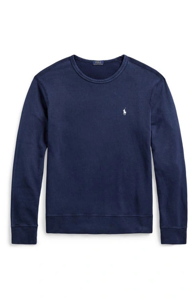 Shop Polo Ralph Lauren French Terry Crewneck Sweatshirt In Newport Navy