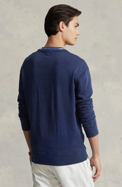 Shop Polo Ralph Lauren French Terry Crewneck Sweatshirt In Newport Navy