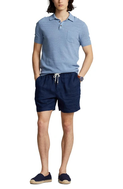 Shop Polo Ralph Lauren Prepsters Linen Shorts In Newport Navy