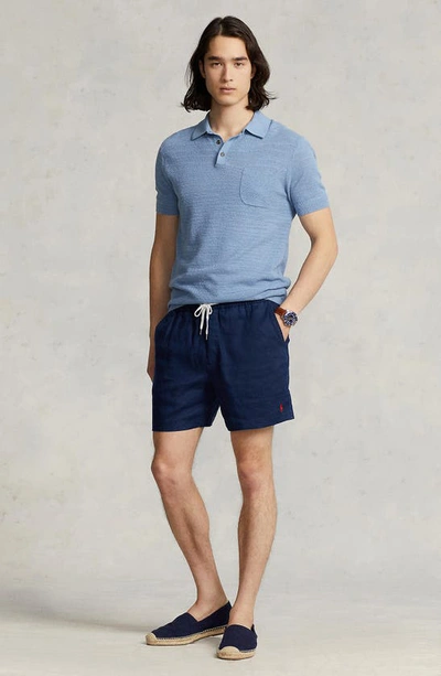 Shop Polo Ralph Lauren Prepsters Linen Shorts In Newport Navy
