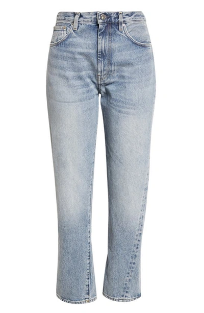 Shop Totême Twisted Seam High Waist Straight Leg Jeans In Worn Blue