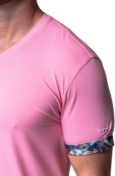 Maceoo Vivaldi Solid Trip Pink V-neck T-shirt In Pink