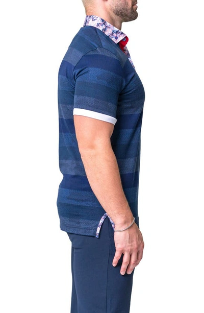 Maceoo Mozartpolk Blue Stripe Cotton Polo In Blue