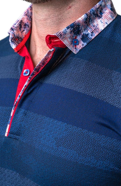 Maceoo Mozartpolk Blue Stripe Cotton Polo In Blue