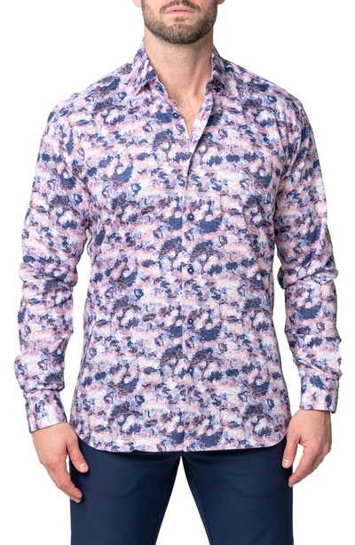 Shop Maceoo Fibonacci Rad Contemporary Fit Button-up Shirt In Blue